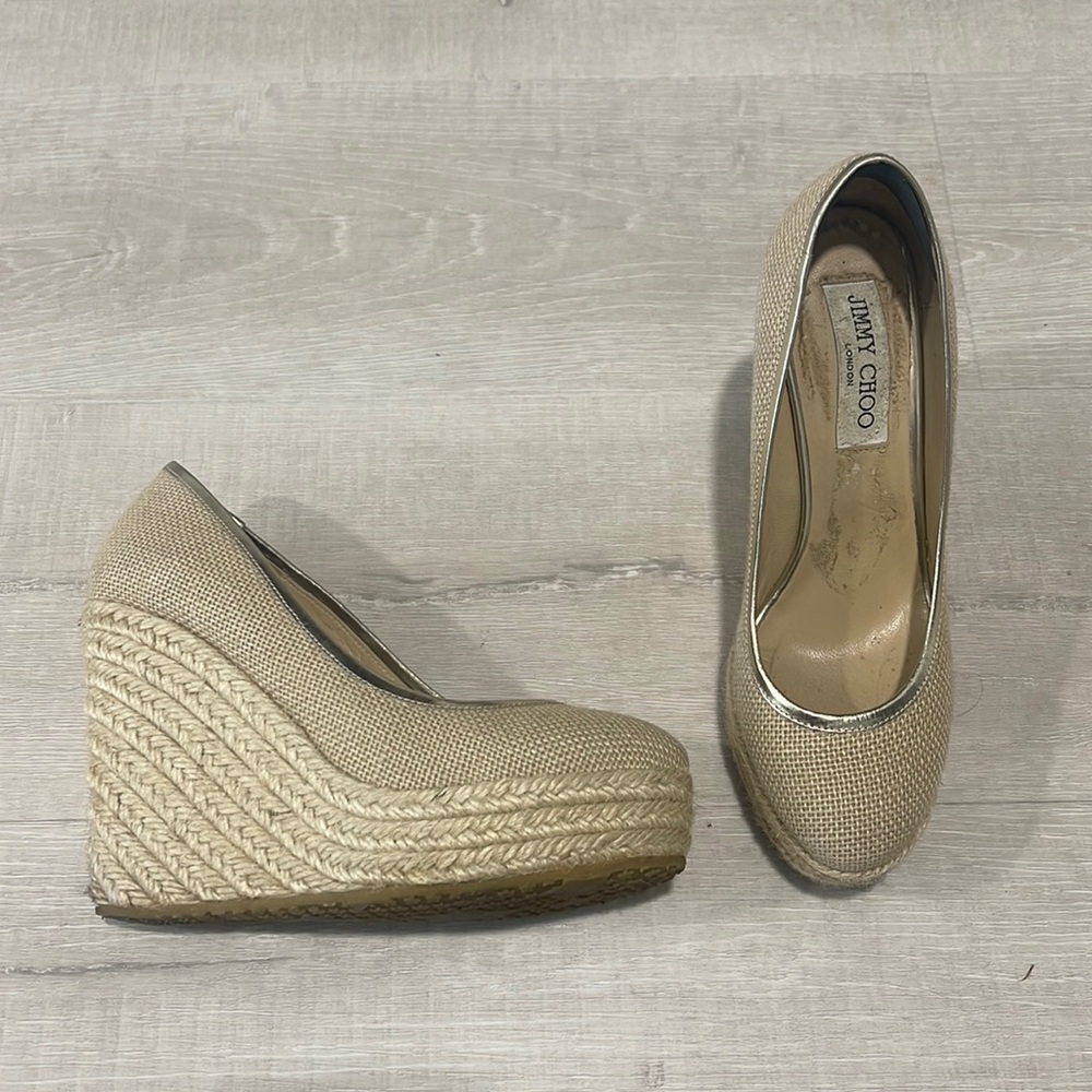 Authentic Jimmy Choo Platform Espadrille Wedges | Size 37 EU / Size 7 US